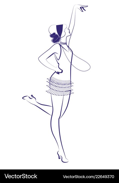 1920s flapper outline drawing.